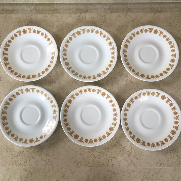 Set of 6 Corelle Gold Butterfly Saucers - Picture 4 of 4